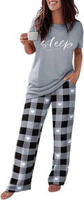 CHICME Womens Pajamas Sets 2 Piece Short Sleeve Lounge Set Printed Loose Pants Pj Sets Loungewear Set
