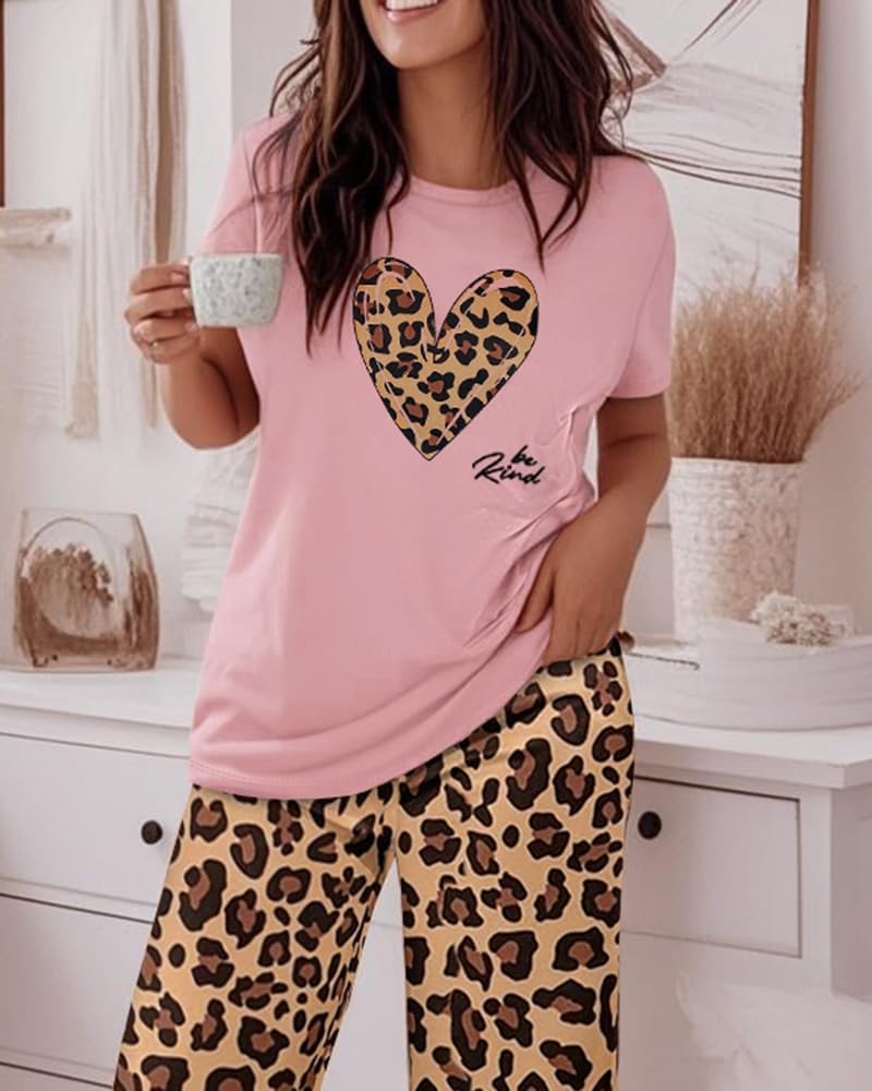 CHICME Pajama Sets for Women 2 Piece Short Sleeve Lounge Pj Sets