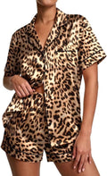 Pajamas for Women Set Silk Satin Pjs Button Down Sleepwear Summer Loungewear Top and Shorts Lounge Set S-XXL