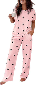 CHICME Pajama Sets for Women 2 Piece Short Sleeve Lounge Pj Sets