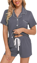 Samring Womens Pajamas Set Short Sleeve Button Down Sleepwear 2 Piece Pjs | Lounge Set,Side Pockets,Soft Stretchy,Sleep,Bridesmaid,Wedding Party,Honeymoon,Vacation,Maternity,Postpartum,Xmas,All Seasons