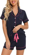 Samring Womens Pajamas Set Short Sleeve Button Down Sleepwear 2 Piece Pjs