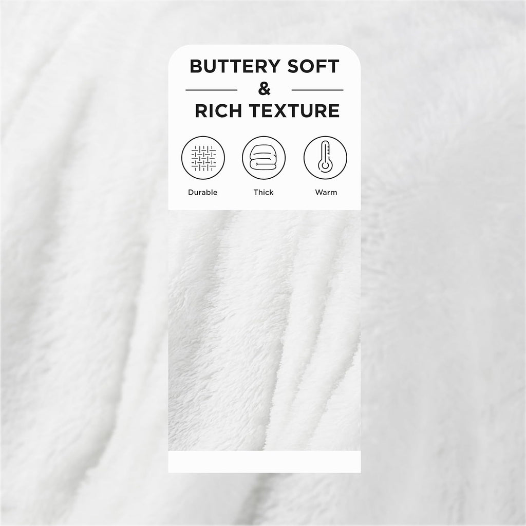 Bedsure Faux Fur Fluffy Fleece Sherpa Blanket Couch Throw White 50"x60"