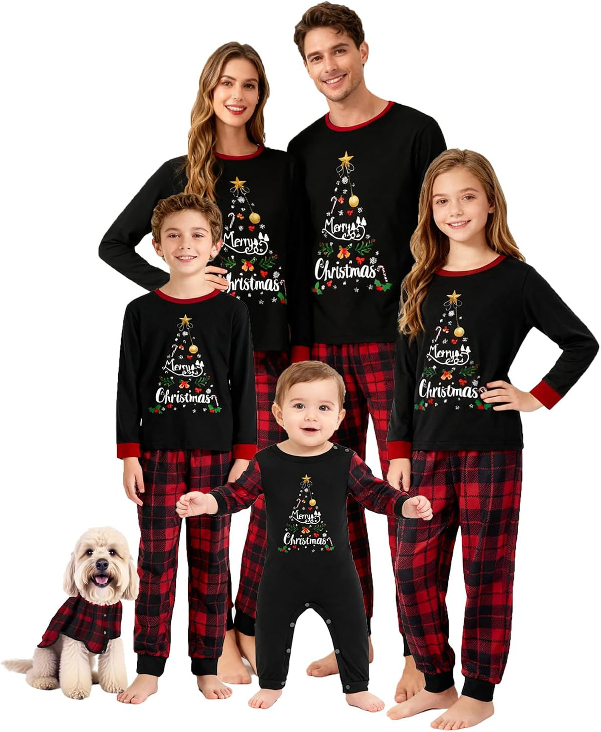 OAKFashion Christmas Pajamas for Family, Xmas Pajamas Family Christmas Pjs Matching Sets Holiday Nightwear Jammies