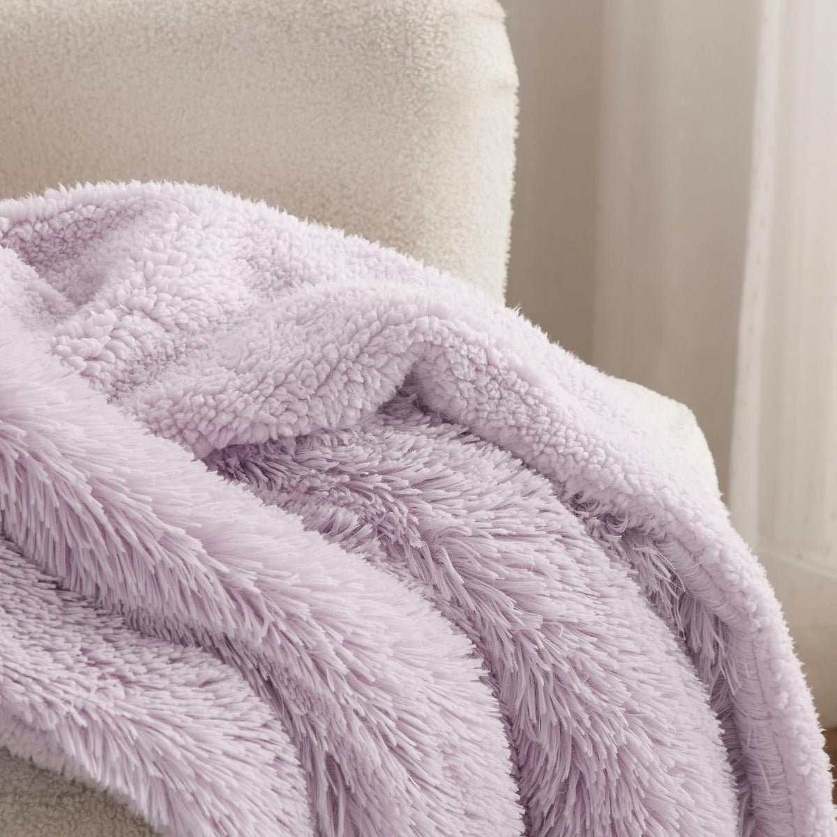 Bedsure GentleSoft Fluffy Lavender Purple Throw Blanket, Purple Decor Lilac Gifts for Teen Girls Women, Soft Cozy Fuzzy Plush Warm Thick Sherpa Fleece Faux Fur Blanket, Birthday Gifts, 50x60