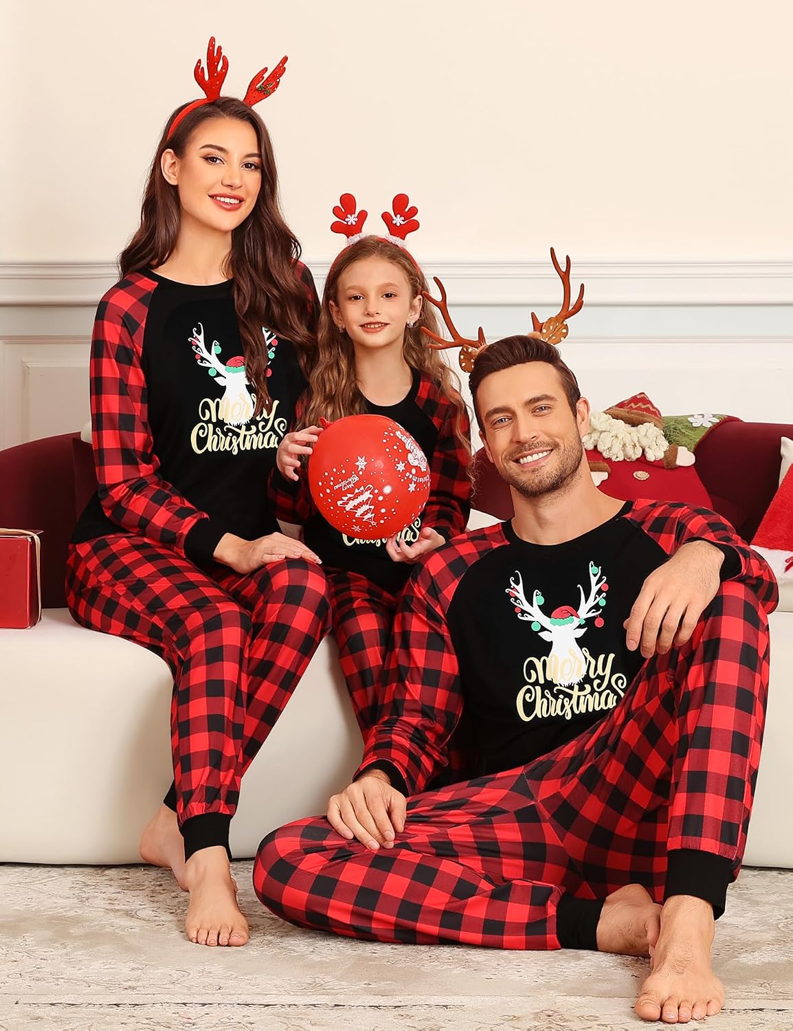 SWOMOG Family Christmas Pjs Matching Sets Christmas Pajamas for Family Xmas Jammies Set Christmas Holiday Sleepwear