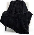 Bedsure GentleSoft Fluffy Black Throw Blanket Gifts for Men, Black Decor Soft Cozy Fuzzy Plush Thick Warm Sherpa Fleece Faux Fur Throws for Couch Bed, Furry Blanket Gifts for Mom Dad, 50x60