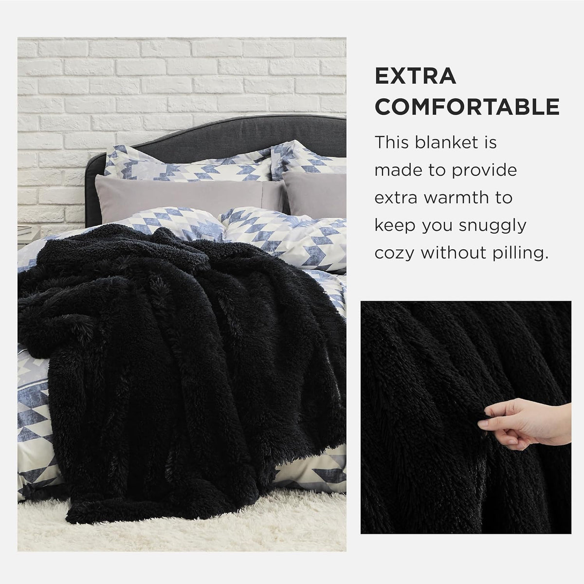 Bedsure GentleSoft Fluffy Black Throw Blanket Gifts for Men, Black Decor Soft Cozy Fuzzy Plush Thick Warm Sherpa Fleece Faux Fur Throws for Couch Bed, Furry Blanket Gifts for Mom Dad, 50x60