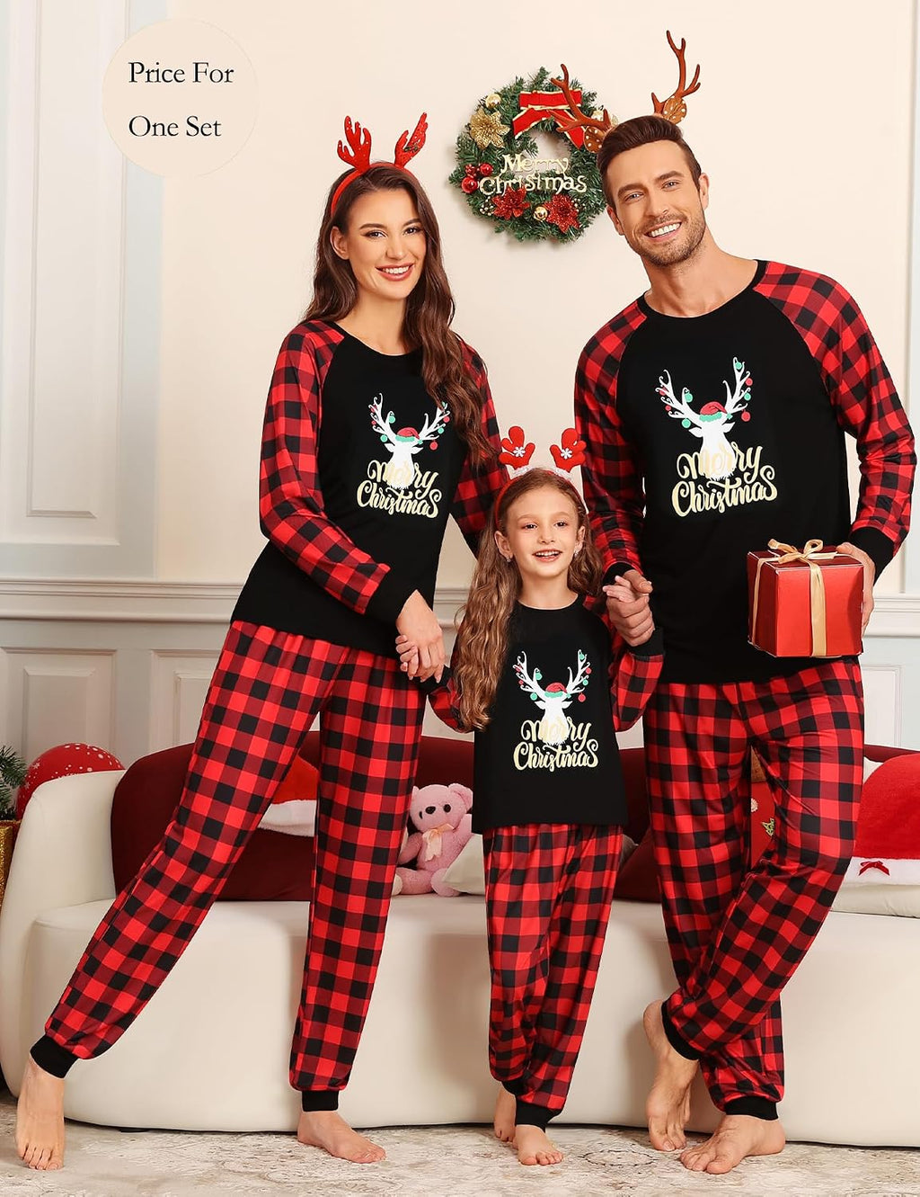 SWOMOG Family Christmas Pjs Matching Sets Christmas Pajamas for Family Xmas Jammies Set Christmas Holiday Sleepwear