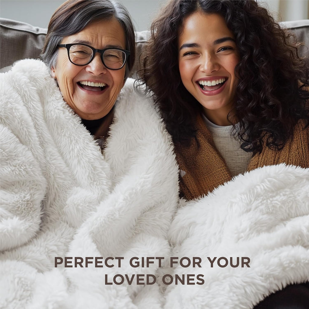 Bedsure Faux Fur Fluffy Fleece Sherpa Blanket Couch Throw White 50"x60"