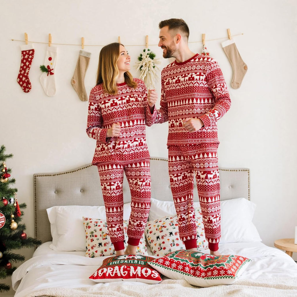 Neufigr Family Christmas Pajamas Matching Sets, Christmas PJs Long Sleeves Sleepwaear Holiday Family Loungewear Sets