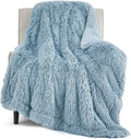 Bedsure Faux Fur Fluffy Sherpa Throw Blanket Couch Twin Blue 60"x80" | Fuzzy Plush, Thick Warm, Fall, Comfort Cozy Soft Home Room Decor, Gift for Women Men, Couch Bed, Teen Girl Bedding