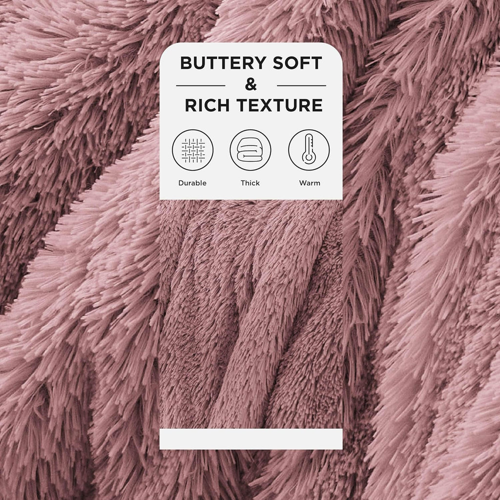 Bedsure GentleSoft Fluffy Dusty Pink Throw Blanket Gifts for Women, Girls, Soft Fleece Cozy Fuzzy Sherpa Plush Warm Thick Faux Fur Throws for Couch, Dark Pink Decor Blanket Gifts, 50x60