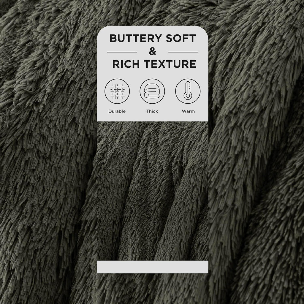Bedsure GentleSoft Fluffy Olive Green Throw Blanket, Moss Green Decor Cozy Gifts for Women, Men, Soft Fleece Fuzzy Sherpa Plush Warm Thick Faux Fur Throw Blanket for Couch, House, 50x60